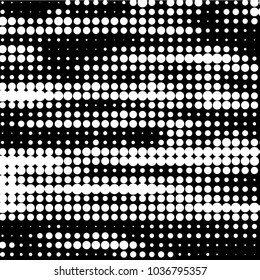Abstract grunge grid polka dot halftone background pattern. Spotted black and white vector line illustration