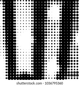 Abstract grunge grid polka dot halftone background pattern. Spotted black and white vector line illustration