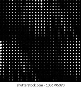 Abstract grunge grid polka dot halftone background pattern. Spotted black and white vector line illustration