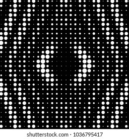 Abstract grunge grid polka dot halftone background pattern. Spotted black and white vector line illustration