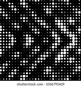 Abstract grunge grid polka dot halftone background pattern. Spotted black and white vector line illustration