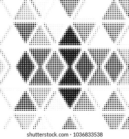 Abstract grunge grid polka dot halftone background pattern. Spotted black and white vector line illustration

