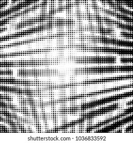 Abstract grunge grid polka dot halftone background pattern. Spotted black and white vector line illustration
