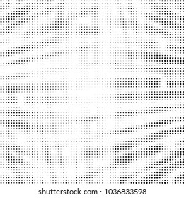 Abstract grunge grid polka dot halftone background pattern. Spotted black and white vector line illustration
