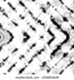 Abstract grunge grid polka dot halftone background pattern. Spotted black and white vector line illustration
