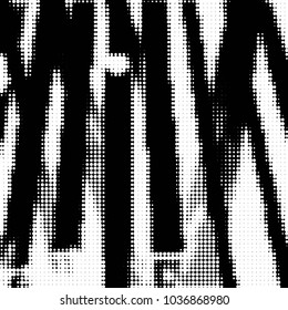 Abstract grunge grid polka dot halftone background pattern. Spotted black and white vector line illustration
