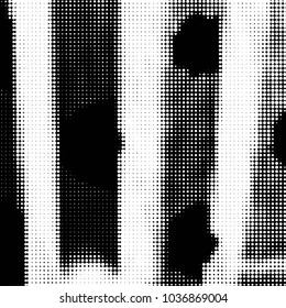 Abstract grunge grid polka dot halftone background pattern. Spotted black and white vector line illustration
