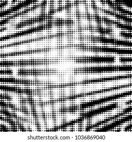 Abstract grunge grid polka dot halftone background pattern. Spotted black and white vector line illustration
