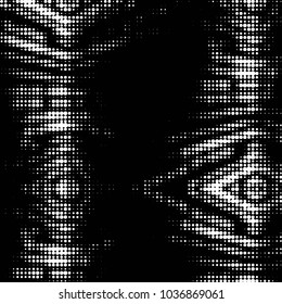 Abstract grunge grid polka dot halftone background pattern. Spotted black and white vector line illustration
