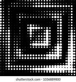 Abstract grunge grid polka dot halftone background pattern. Spotted black and white vector line illustration
