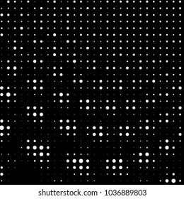Abstract grunge grid polka dot halftone background pattern. Spotted black and white vector line illustration
