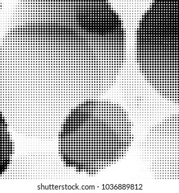 Abstract grunge grid polka dot halftone background pattern. Spotted black and white vector line illustration
