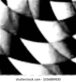 Abstract grunge grid polka dot halftone background pattern. Spotted black and white vector line illustration
