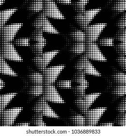 Abstract grunge grid polka dot halftone background pattern. Spotted black and white vector line illustration
