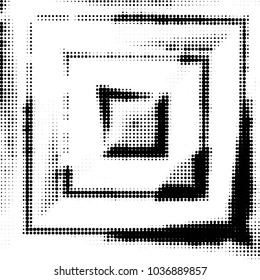 Abstract grunge grid polka dot halftone background pattern. Spotted black and white vector line illustration
