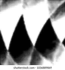 Abstract grunge grid polka dot halftone background pattern. Spotted black and white vector line illustration
