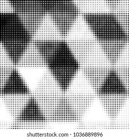 Abstract grunge grid polka dot halftone background pattern. Spotted black and white vector line illustration
