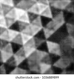 Abstract grunge grid polka dot halftone background pattern. Spotted black and white vector line illustration
