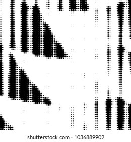 Abstract grunge grid polka dot halftone background pattern. Spotted black and white vector line illustration

