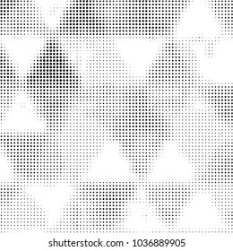 Abstract grunge grid polka dot halftone background pattern. Spotted black and white vector line illustration
