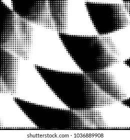 Abstract grunge grid polka dot halftone background pattern. Spotted black and white vector line illustration
