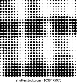 Abstract grunge grid polka dot halftone background pattern. Spotted black and white vector line illustration
