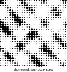 Abstract grunge grid polka dot halftone background pattern. Spotted black and white vector line illustration
