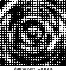 Abstract grunge grid polka dot halftone background pattern. Spotted black and white vector line illustration
