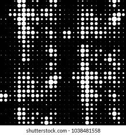 Abstract grunge grid polka dot halftone background pattern. Spotted black and white vector line illustration
