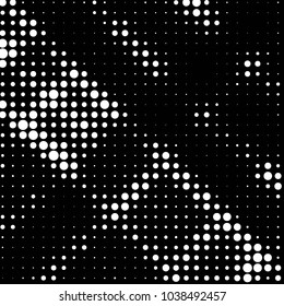 Abstract grunge grid polka dot halftone background pattern. Spotted black and white vector line illustration
