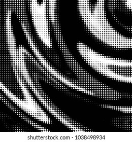 Abstract grunge grid polka dot halftone background pattern. Spotted black and white vector line illustration
