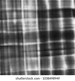 Abstract grunge grid polka dot halftone background pattern. Spotted black and white vector line illustration
