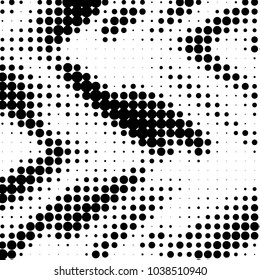 Abstract grunge grid polka dot halftone background pattern. Spotted black and white vector line illustration
