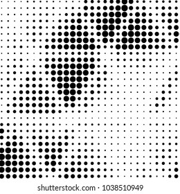 Abstract grunge grid polka dot halftone background pattern. Spotted black and white vector line illustration
