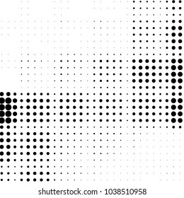 Abstract grunge grid polka dot halftone background pattern. Spotted black and white vector line illustration
