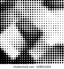 Abstract grunge grid polka dot halftone background pattern. Spotted black and white vector line illustration
