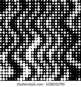 Abstract grunge grid polka dot halftone background pattern. Spotted black and white vector line illustration
