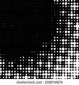 Abstract grunge grid polka dot halftone background pattern. Spotted black and white vector line illustration

