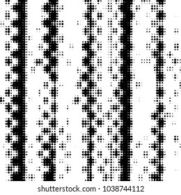 Abstract grunge grid polka dot halftone background pattern. Spotted black and white vector line illustration
