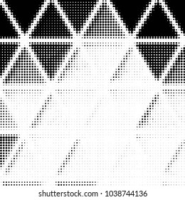 Abstract grunge grid polka dot halftone background pattern. Spotted black and white vector line illustration
