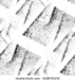 Abstract grunge grid polka dot halftone background pattern. Spotted black and white vector line illustration
