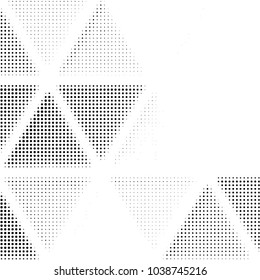 Abstract grunge grid polka dot halftone background pattern. Spotted black and white vector line illustration
