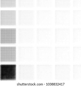 Abstract grunge grid polka dot halftone background pattern. Spotted black and white vector line illustration
