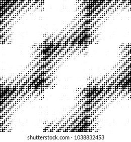 Abstract grunge grid polka dot halftone background pattern. Spotted black and white vector line illustration
