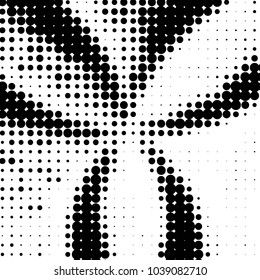 Abstract grunge grid polka dot halftone background pattern. Spotted black and white vector line illustration
