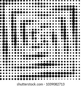 Abstract grunge grid polka dot halftone background pattern. Spotted black and white vector line illustration
