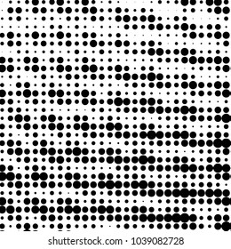Abstract grunge grid polka dot halftone background pattern. Spotted black and white vector line illustration
