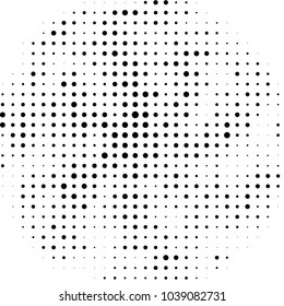Abstract grunge grid polka dot halftone background pattern. Spotted black and white vector line illustration
