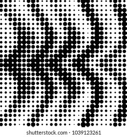 Abstract grunge grid polka dot halftone background pattern. Spotted black and white vector line illustration
