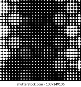 Abstract grunge grid polka dot halftone background pattern. Spotted black and white vector line illustration
